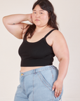 Cropped Cami in Basic Black angled front view on Ashley
