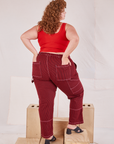 Railroad Carpenter Jeans in Mustang Red back view on Bree