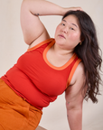 Colorblock Cropped Tank in Mustang Red on Ashley