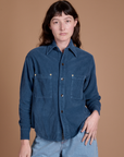 Cropped Corduroy Overshirt - French Blue
