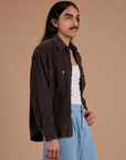 Cropped Corduroy Overshirt - Espresso Brown