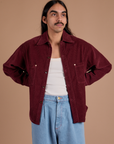 Cropped Corduroy Overshirt - Red Wine