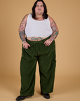 Corduroy Drop Pocket Cargo Pants - Evergreen