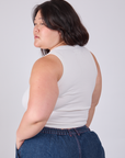 Cropped Tank Top in Vintage Tee White angled back view on Ashley