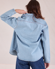 Back view of Denim Overshirt in Light Wash on Alex