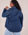 Denim Overshirt in Dark Wash back view on Meghna