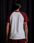 Raglan Tee in Clown back view on Anthony