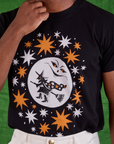 Halloween Organic Tee in Moon front close up on Issac