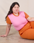 Mismatched Tee in Pink & Orange on Ashley