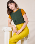Mismatched Tee - Green & Mustard