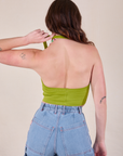 Halter Top in Gross Green back view on Alex
