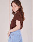 Organic Vintage Tee in Fudgesicle Brown side view on Hana