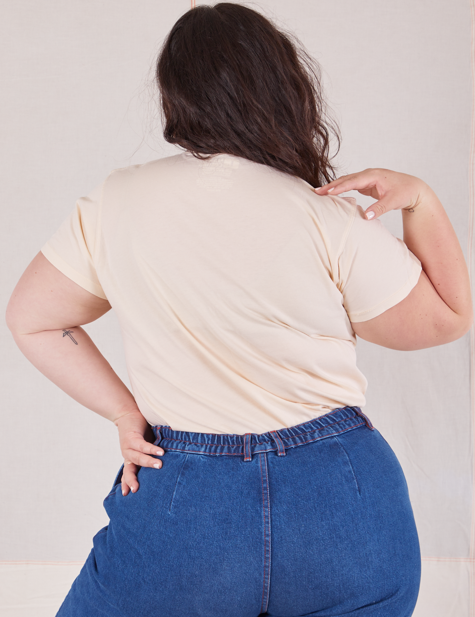 Organic Vintage Tee in Vintage Tee Off-White back view on Hana