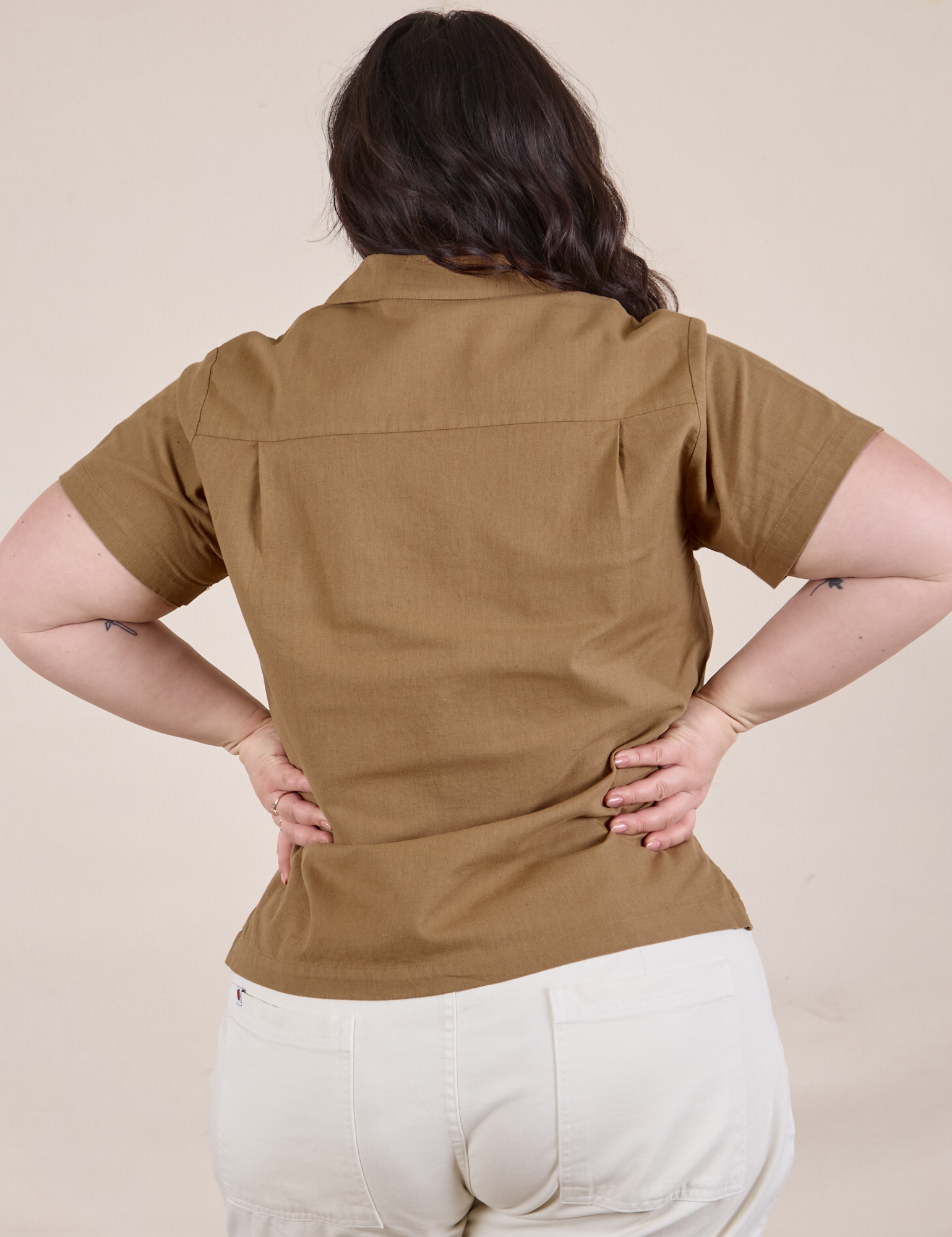 Pantry Button-Up in Desert Brown back view on Ashley