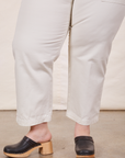 Pant leg close up of Petite Short Sleeve Jumpsuit in Vintage Tee Off-White on Ashley