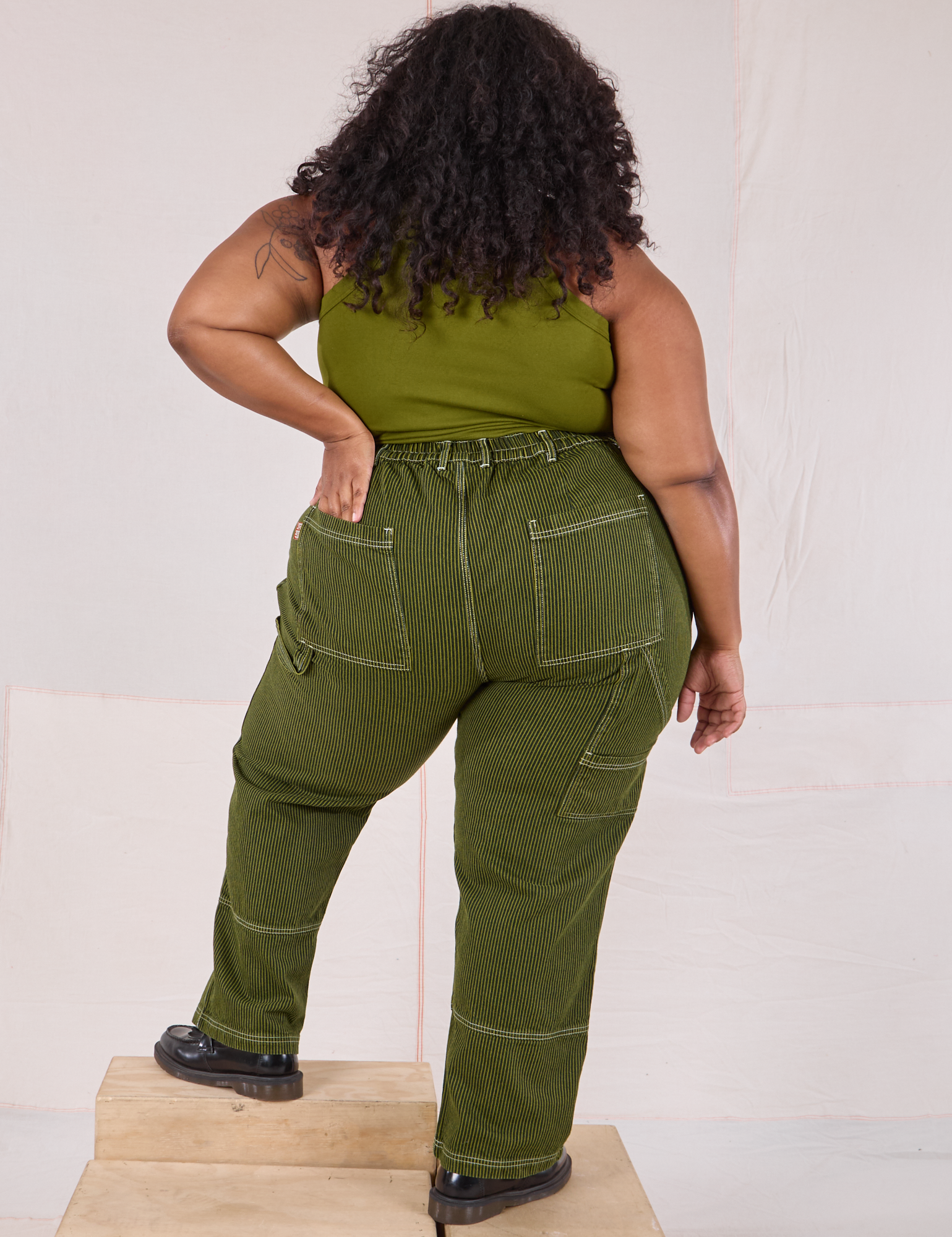 Railroad Carpenter Jeans in Summer Olive back view on Morgan