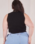 Back view of Sleeveless Essential Turtleneck in Basic Black on Ashley