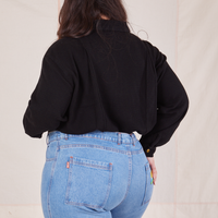 Back view of Ricky Jacket in Basic Black worn by Ashley