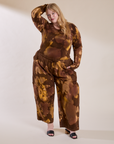 Juliet is wearing Long Sleeve Baby Tee in Honey Brown and matching Drop Pocket Cargo Pants