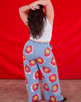 Back view of Wide Leg Denim Trousers in Painted Flowers on Ashley