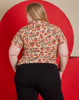 Hot Stuff Print Pantry Button-Up back view on Juliet