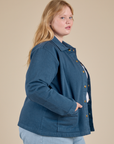 Side view of Denim Work Jacket in French Blue on Juliet
