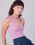 Cropped Tank Top in Lilac on Alex
