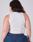Cropped Tank Top in Vintage Tee White back view on Ashley