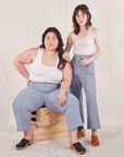 Hana and Ashley are both wearing Heritage Westerns in Periwinkle paired with Cropped Tank Top in vintage tee off-white