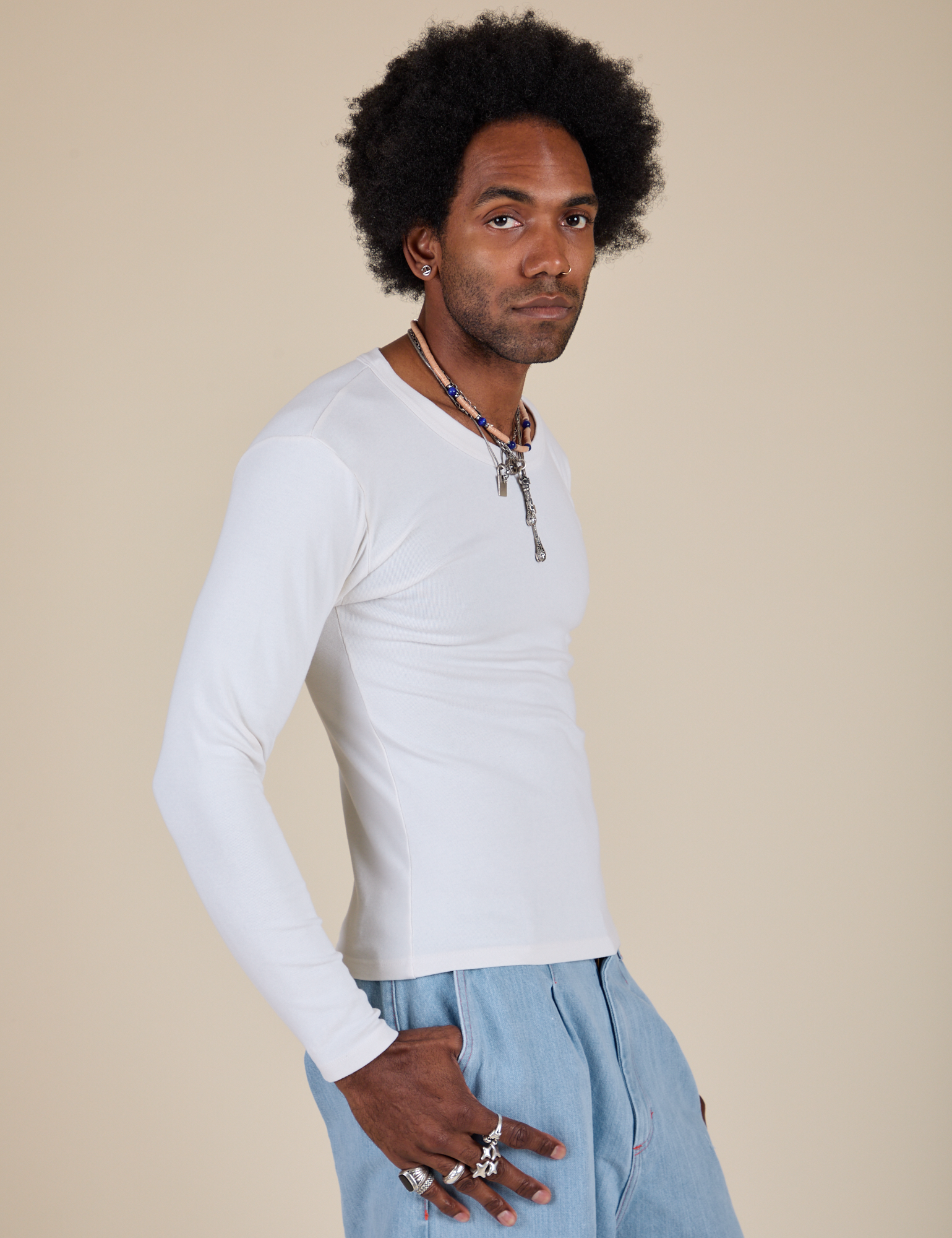 Long Sleeve Baby Tee - Vintage Tee Off-White