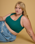Contrast Stitch Mini Tank - Hunter Green