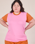 Mismatched Tee in Pink & Orange worn by Ashley
