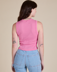 Muscle Tee in Bubblegum Pink back view on Alex