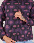  Purple Tile Jacquard Work Jacket front close up on Jesse