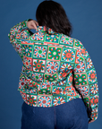 Cropped Overshirt in Quilt Print back view on Ashley