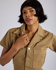 Short Sleeve Jumpsuit - Desert Brown