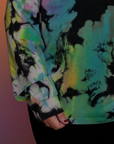 Magic Waters Long Sleeve Burly Tee in Rainbow close up on Sam