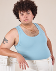 Miguel is wearing Tank Top in Baby Blue