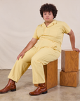 Short Sleeve Jumpsuit in Butter Yellow worn by Miguel