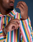 Sleeve close up on Stripe Work Jacket in Rainbow Stripe