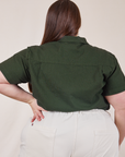 Back view of Pantry Button-Up in Swamp Green on Marielena