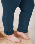 Rolled Cuff Sweat Pants in Lagoon side pant leg close up on Marielena