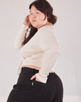 Wrap Top in Vintage Tee Off-White side view on Ashley