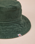 Wide Brim Denim Bucket Hats in Swamp Green close up