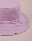 Wide Brim Denim Bucket Hat in Lilac close up