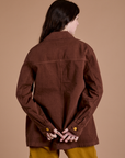 Ripstop Field Coat in Fudgesicle Brown back view on Alex