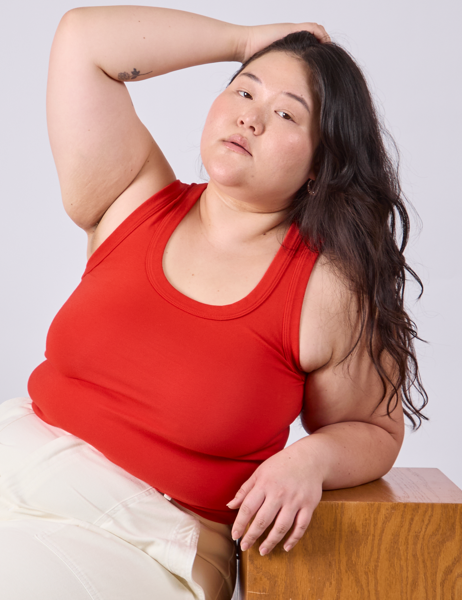 Tank Top in Mustang Red worn by Ashley