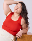 Tank Top in Mustang Red worn by Ashley