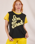 Tiara is 5’4” and wearing XS Anniversary Tee in I’m Tired
