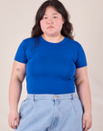 Ashley is wearing Baby Tee in Royal Blue